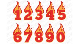 Fire Flame Burning Numbers 0-9 Birthday Party SVG Vector Cricut Cut File Clipart Png Eps Dxf