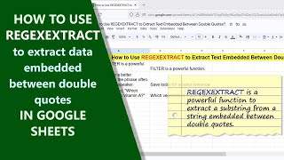 Google Sheets | REGEXEXTRACT | Function | Extract Text | Example | Spreadsheet | Tutorial