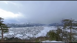 冬の絶景！村岡山から勝山市街と恐竜博物館を望む（冬ver.）（４K・ＶＲ）