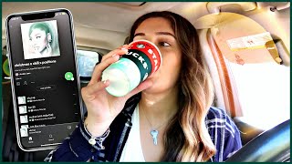 trying Starbucks holiday drinks! (drive with me) | Amber Greaves