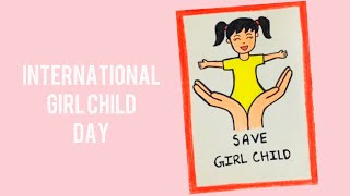 National girl child day drawing step by step|save girl child poster