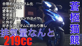 関東、シグナスx5型、蒼極猫競‼️排気量219cc好きなカスタム化に終わり無し‼️cygnusx5type愛車紹介‼️