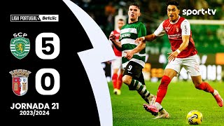 Resumo: Sporting 5-0 Braga - Liga Portugal Betclic | sport tv