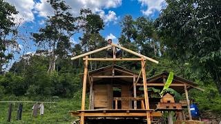 KONG installs the roof frame for the relaxing balcony. The journey of rebuilding the mountain farm.