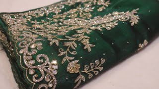 ARNG-3498 “The Bottle Green” Vol 3 Premium Designer Saree||Barbari Fabric||Crystals|Cut Glass|Mirror