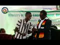 Leroy Tadiwanashe Zaware, widely known as Comic Elder, receives an award from President Mnangagwa