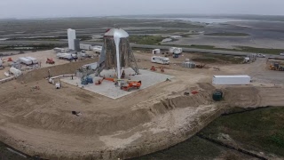 Live drone view of Hopper at SpaceX Boca Chica launch pad