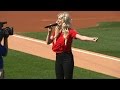 Julianna Zobrist sings the national anthem