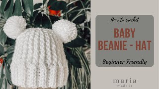 How to Crochet a Baby Beanie/Hat (Beginner Friendly).