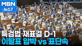 쌍특검법 재표결 D-1…민주 이탈표 압박 vs 국힘 표단속 [뉴스7]