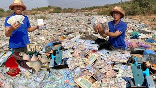 Great lucky Man found a lot of money $$ and good thing at landfill behind the market