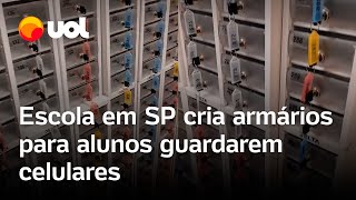 Escola em SP cria armários para alunos guardarem celular após lei que proíbe o uso do aparelho; veja