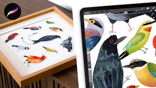 How to paint a collection of tropical birds in Procreate 🦜 Procreate tips and tricks for beginners