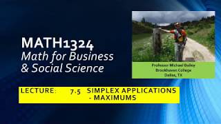 MATH1324 Lecture 7 5 Simplex Applications