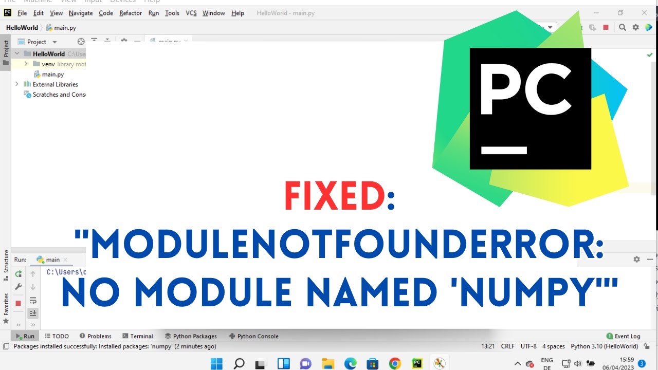 FIXED: "ModuleNotFoundError: No Module Named 'numpy'" | How To Install ...