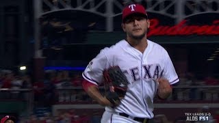 TOR@TEX Gm3: Perez strikes out Bautista to end frame