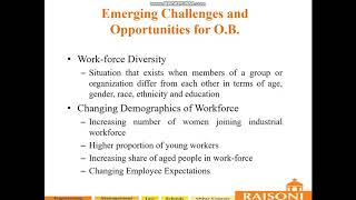 OB- Organizational Behavior- SE CSE-IT Emerging Challenges and Opportunities for O B