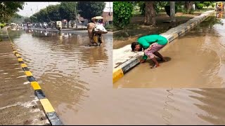 Massive Flood At Road. Canal Overflowing #satisfying #cleaning #asmr #drain #rain #unclog #storm