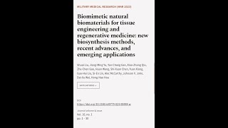 Biomimetic natural biomaterials for tissue engineering and regenerative medicine: new... | RTCL.TV