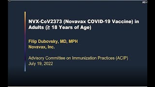 July 19, 2022 ACIP Meeting - Novavax COVID-19 vaccine
