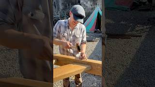 Assembling the guillotine #ireland #guillotine #wood #handtools #blacksmith #woodwork #bunratty