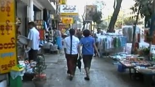 Yangon, Myanmar 2004 walk in Maha Bandoola Road Part 2 China Town in the evening