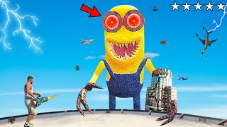 Scary MINION Monster Attacked AND Destroys LOS SANTOS In GTA 5 - Minion VS Franklin