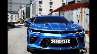 chevrolet camaro ss Satin Blue Wrap, Reflective Tron Lines