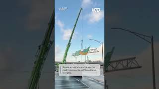 Highway Sign Collapses Upon Truck Impact, Closing Icy Nashville Highway