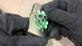 【ZIPPO】美系~Lucky Skull-幸運草骷髏圖案打火機NO.49260