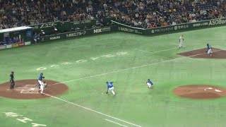 中日 中田翔 ナイスプレーで送りバント失敗　巨人 vs 中日　2024年4月24日(水)