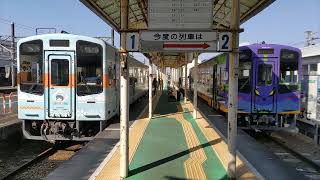 天浜線 掛川駅にゆるキャンΔ列車とエヴァンゲリオン列車が並ぶ 2022年3月12日