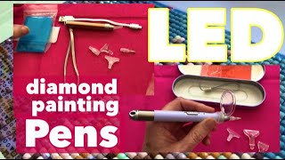 2 LED diamond painting pens - 2 USB chargers, 2 different light conditions, 1 magnifier