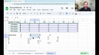 Pairwise Comparison (Copeland's Method) in Google Sheets