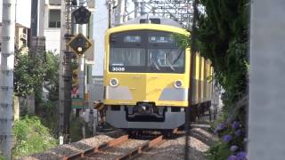 西武3000系3007F(6両)×新101系261F／小川4号踏切×国分寺跨線橋＠SONY DSC-HX30V