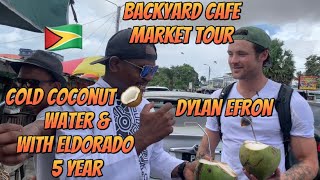 Cold coconut water with eldorado 5 year | Guyana | Dylan Efron | backyard cafe