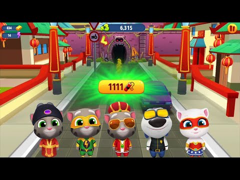 Juego de Talking Tom Gold Run: Fortune Tom Super Angela King Tom Diputado Hank Super Tom