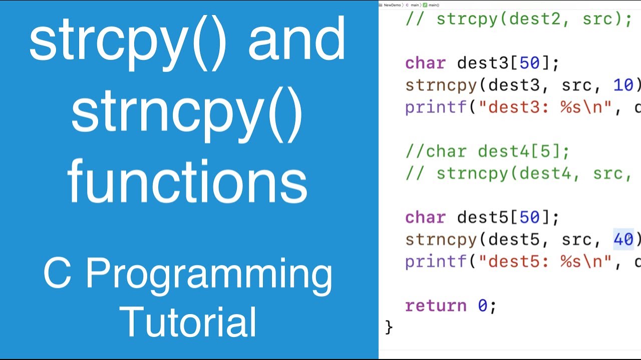 Strcpy() And Strncpy() Functions | C Programming Tutorial - YouTube