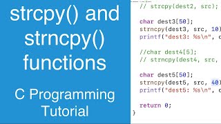 strcpy() and strncpy() functions | C Programming Tutorial
