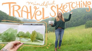 ⛰️Travel sketchbook process & sketchbook tour 📔 art vlog with mindful exercises