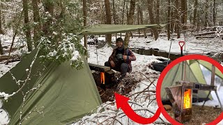 Winter Camping in $40 Budget Hot Tent