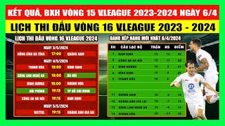 Kết Quả, Bảng Xếp Hạng Vòng 15 V.League 2023 - 2024 Ngày 6/4 | Lịch Thi Đấu Vòng 16 V.League