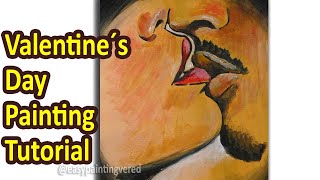Acrylic Painting Tutorial | Valentines Day 2023 | Couple Kissing |