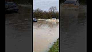 Can You Not See The Flooded Car In Front Of You..?! 😂🤦🏻‍♂️ #Crazy #BadDrivers #unbelievable #Fyp