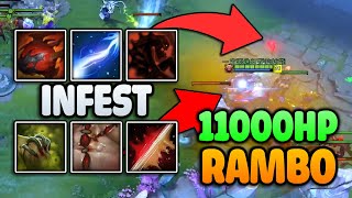 Rambo 11000HP + Tether Infest ~200k Heal | Dota 2 Ability Draft