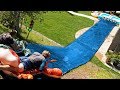 We built a Water Slide Race Track in our Backyard!!