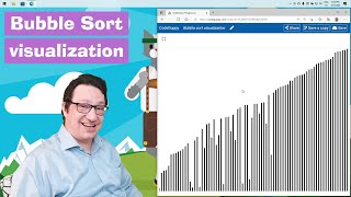 Bubble sort visualization in JavaScript | Uses p5.js in codeguppy environment