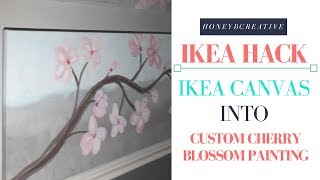 Ikea Hack: I Turned Ikea Canvas Into Custom Cherry Blossom Painting