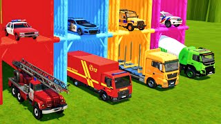 TRANSPORT OF COLORS ! POLICE CAR, MIXER TRUCKS, FIRE TRUCK TRANSPORT WITH MAN TRUCKS! FS22