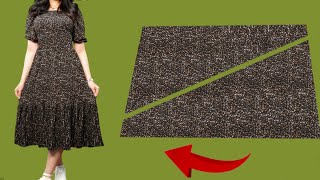 🥀New Very Simple Very Cute So Easy Pattern Dresses Tutorial💃Only 1.7 meter fabric Only 10 Minute Sew